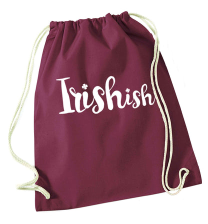 Irishish maroon drawstring bag