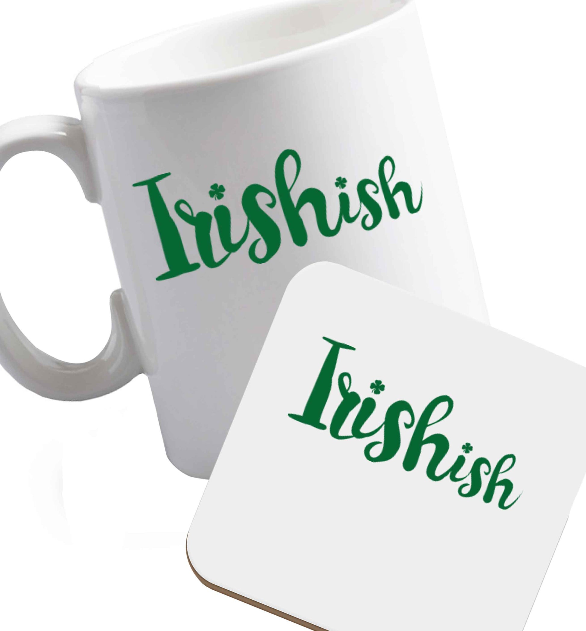 10 oz Favourite Type Pan Pancake ceramic mug and coaster set right handed