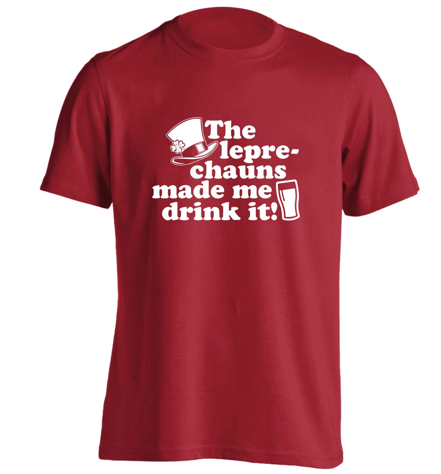 The leprechauns made me drink it adults unisex red Tshirt 2XL