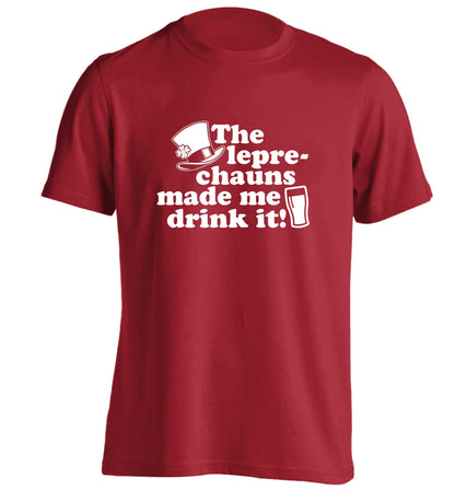 The leprechauns made me drink it adults unisex red Tshirt 2XL