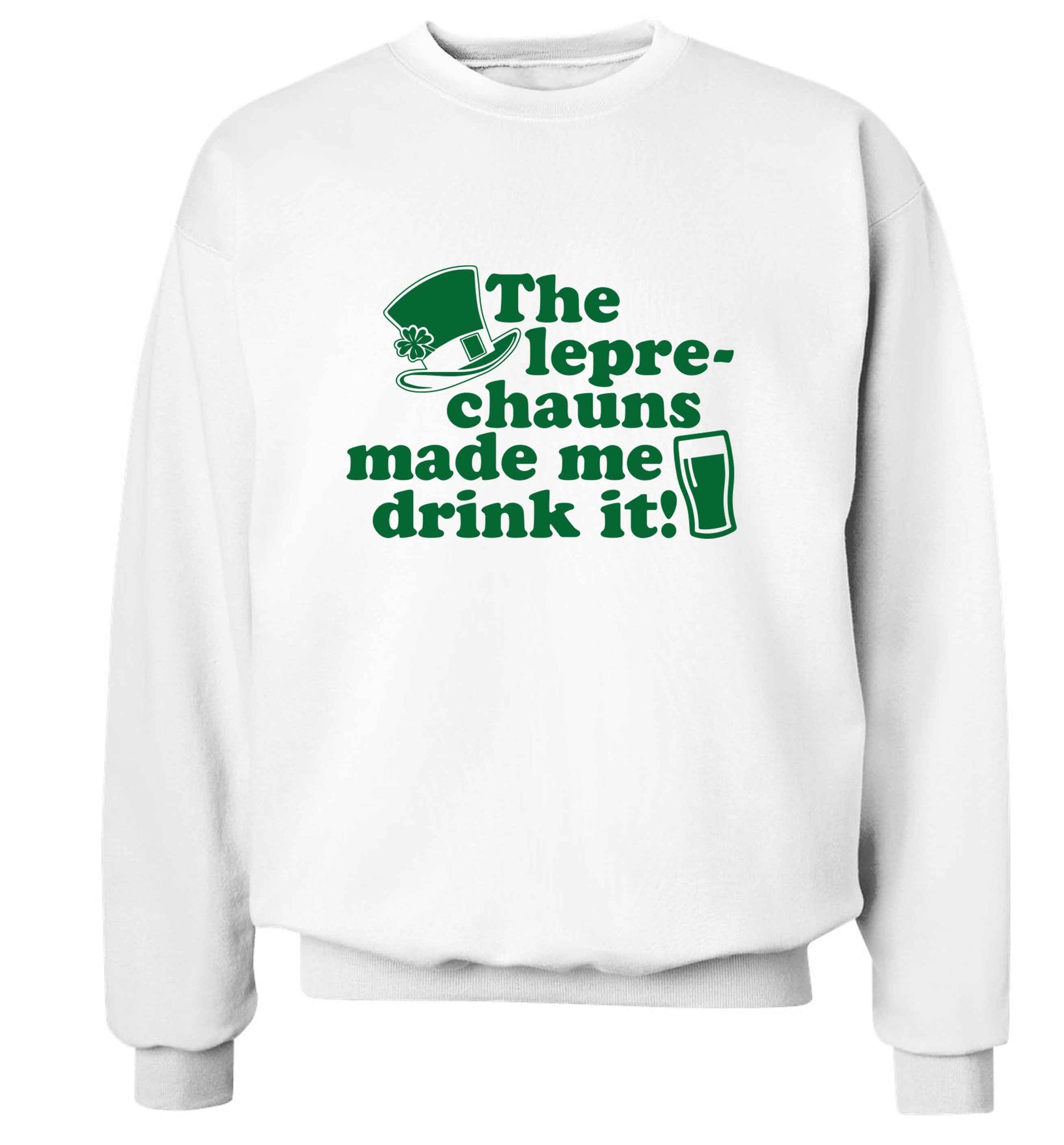 The leprechauns made me drink it adult's unisex white sweater 2XL