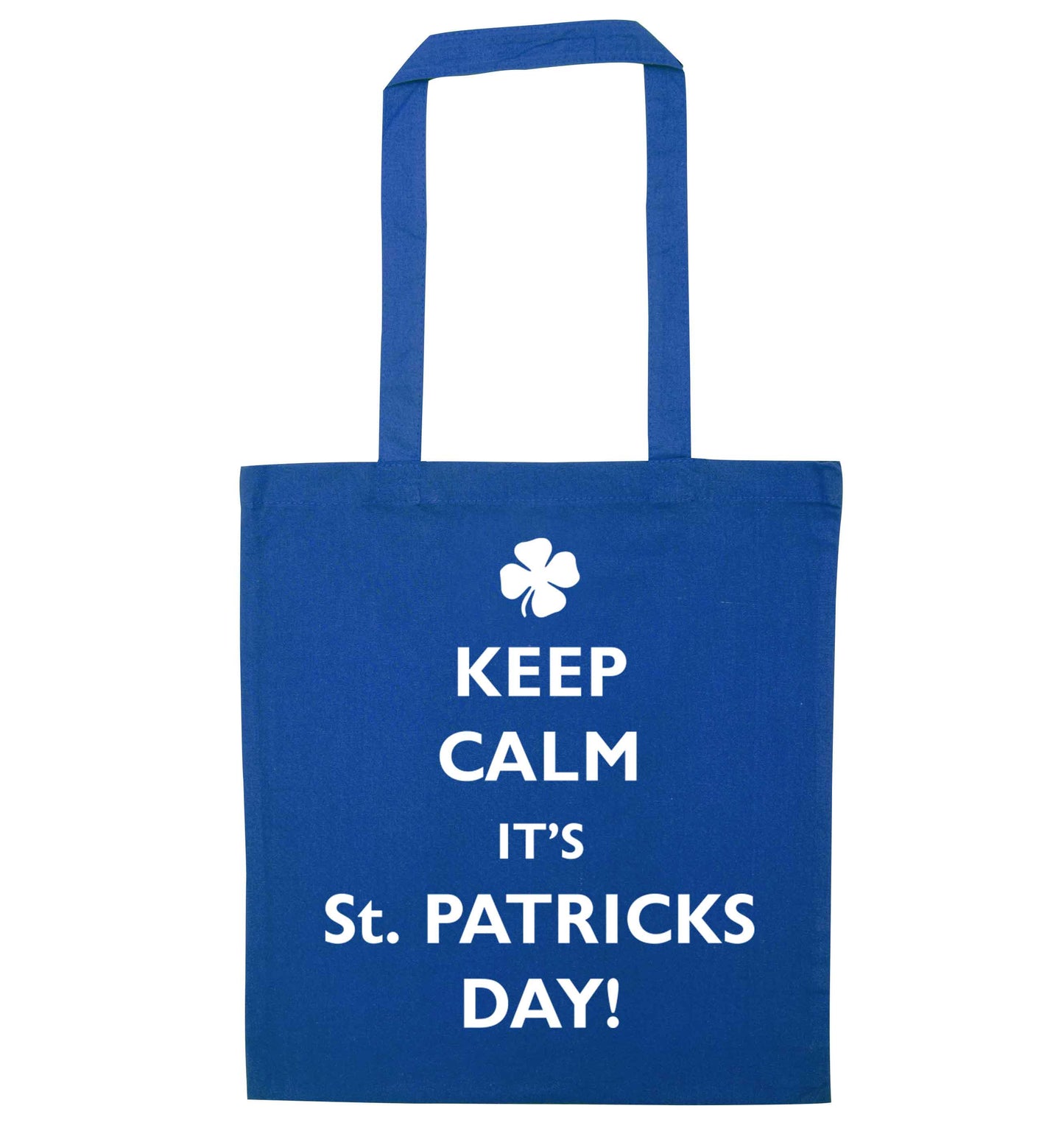 Keep calm it's St.Patricks day blue tote bag