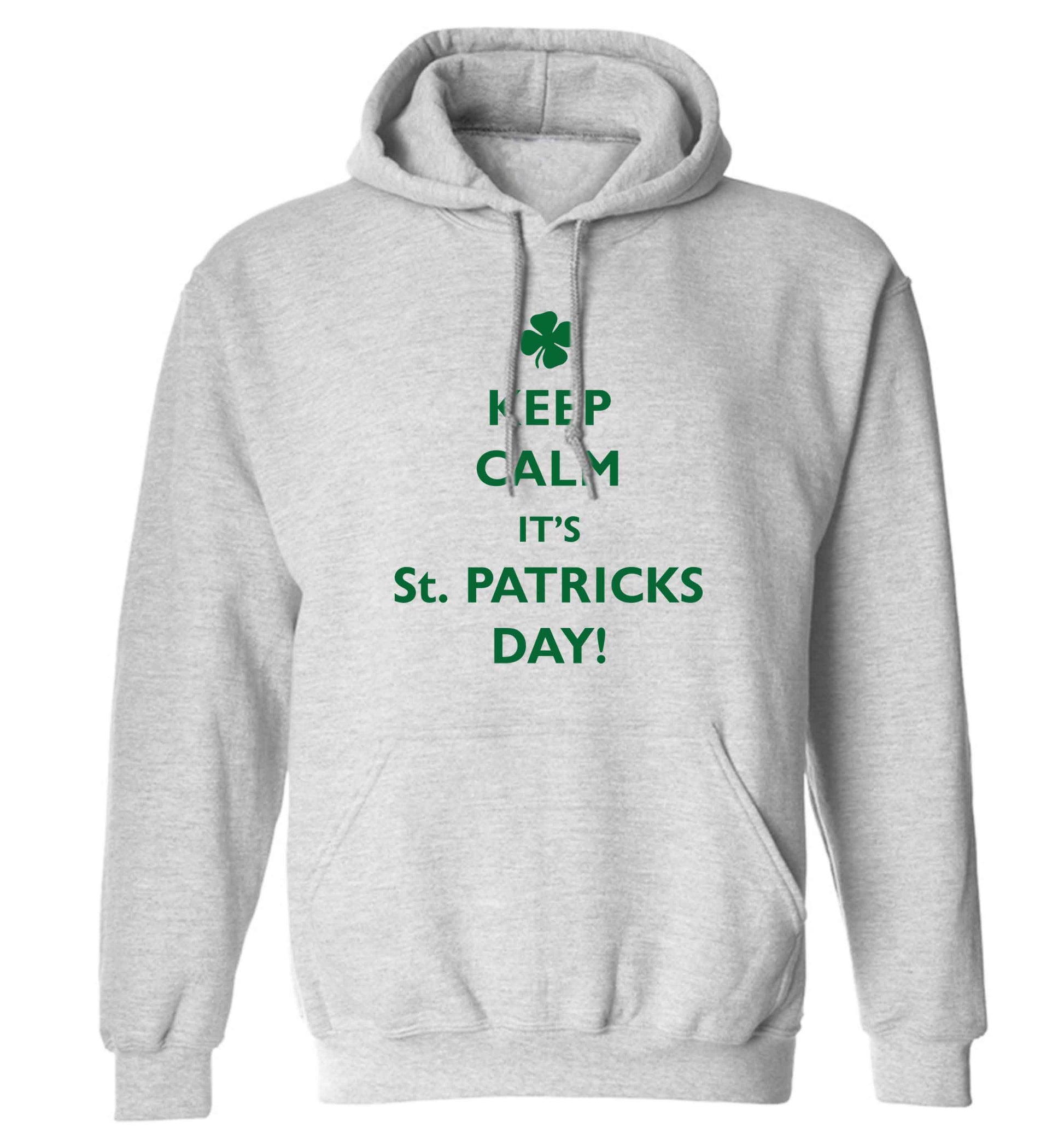 I can't keep calm it's St.Patricks day adults unisex grey hoodie 2XL