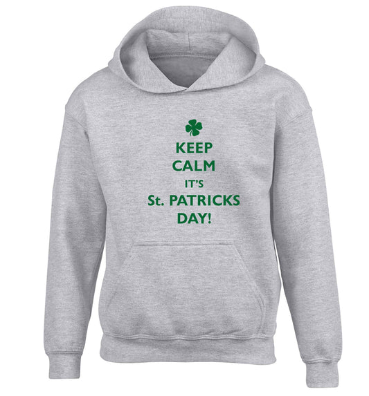 Keep calm it's St.Patricks day children's grey hoodie 12-13 Years
