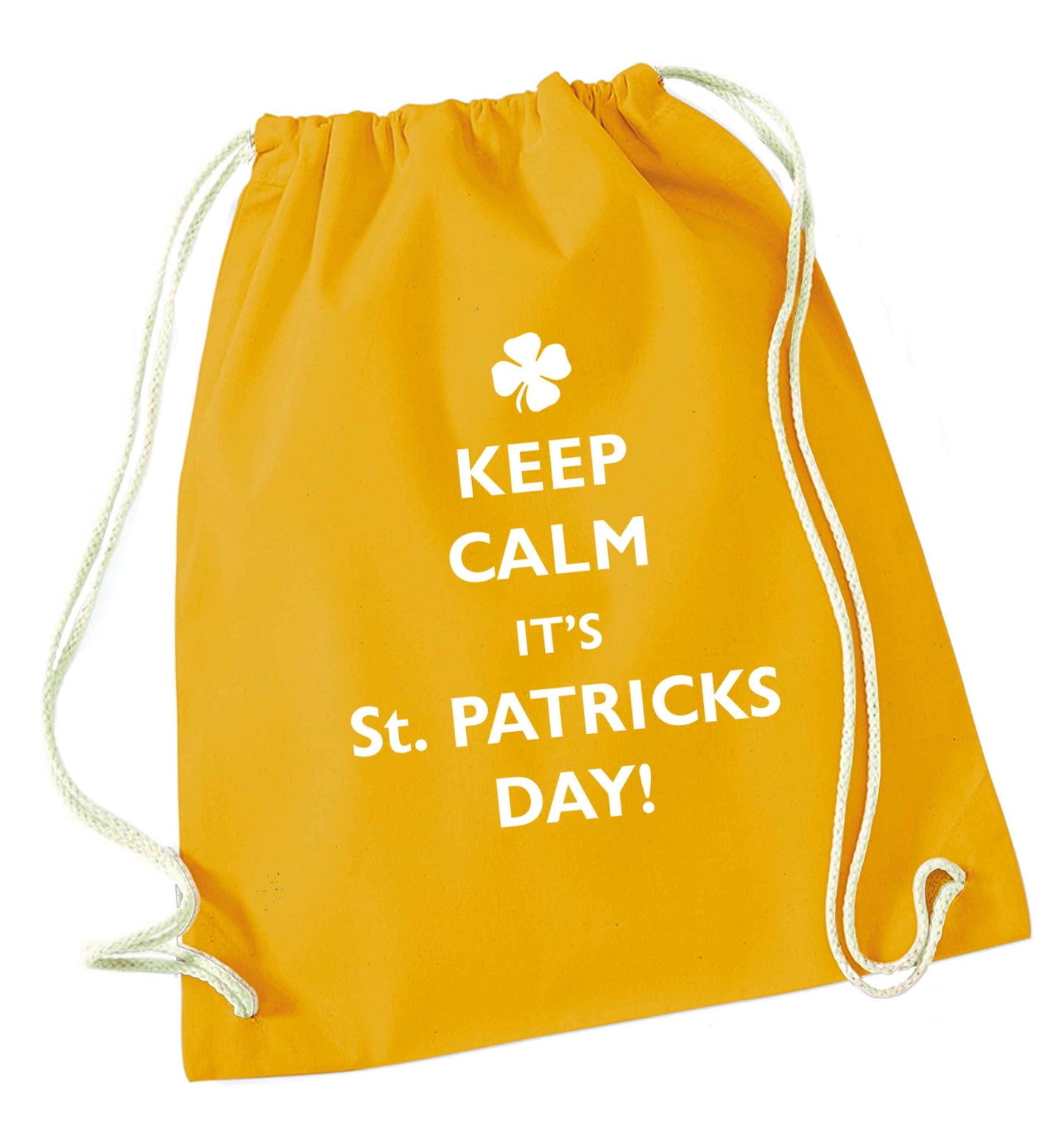 I can't keep calm it's St.Patricks day mustard drawstring bag