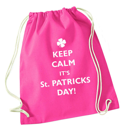 I can't keep calm it's St.Patricks day pink drawstring bag