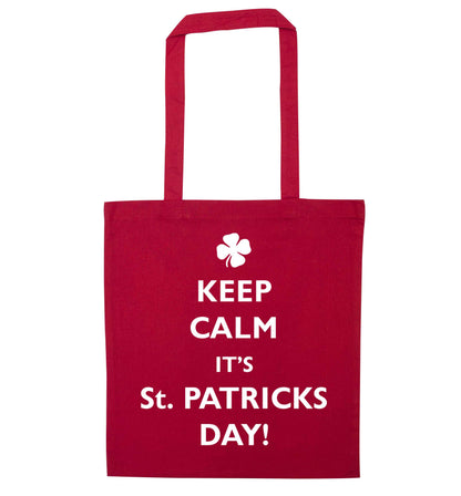 Keep calm it's St.Patricks day red tote bag