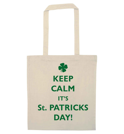 Keep calm it's St.Patricks day natural tote bag