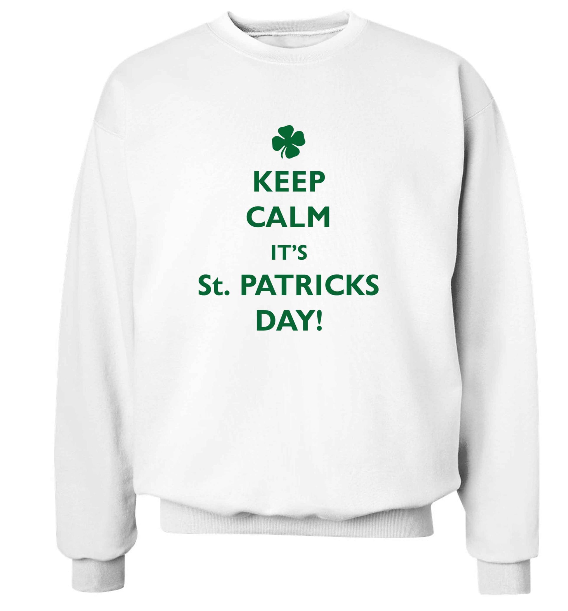 I can't keep calm it's St.Patricks day adult's unisex white sweater 2XL