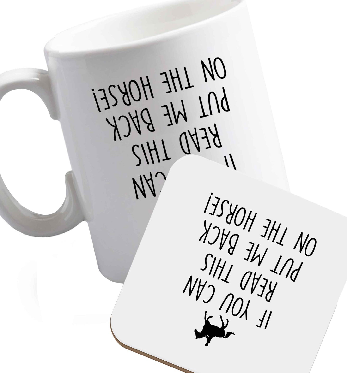 10 oz Favourite Type Pan Pancake ceramic mug and coaster set right handed