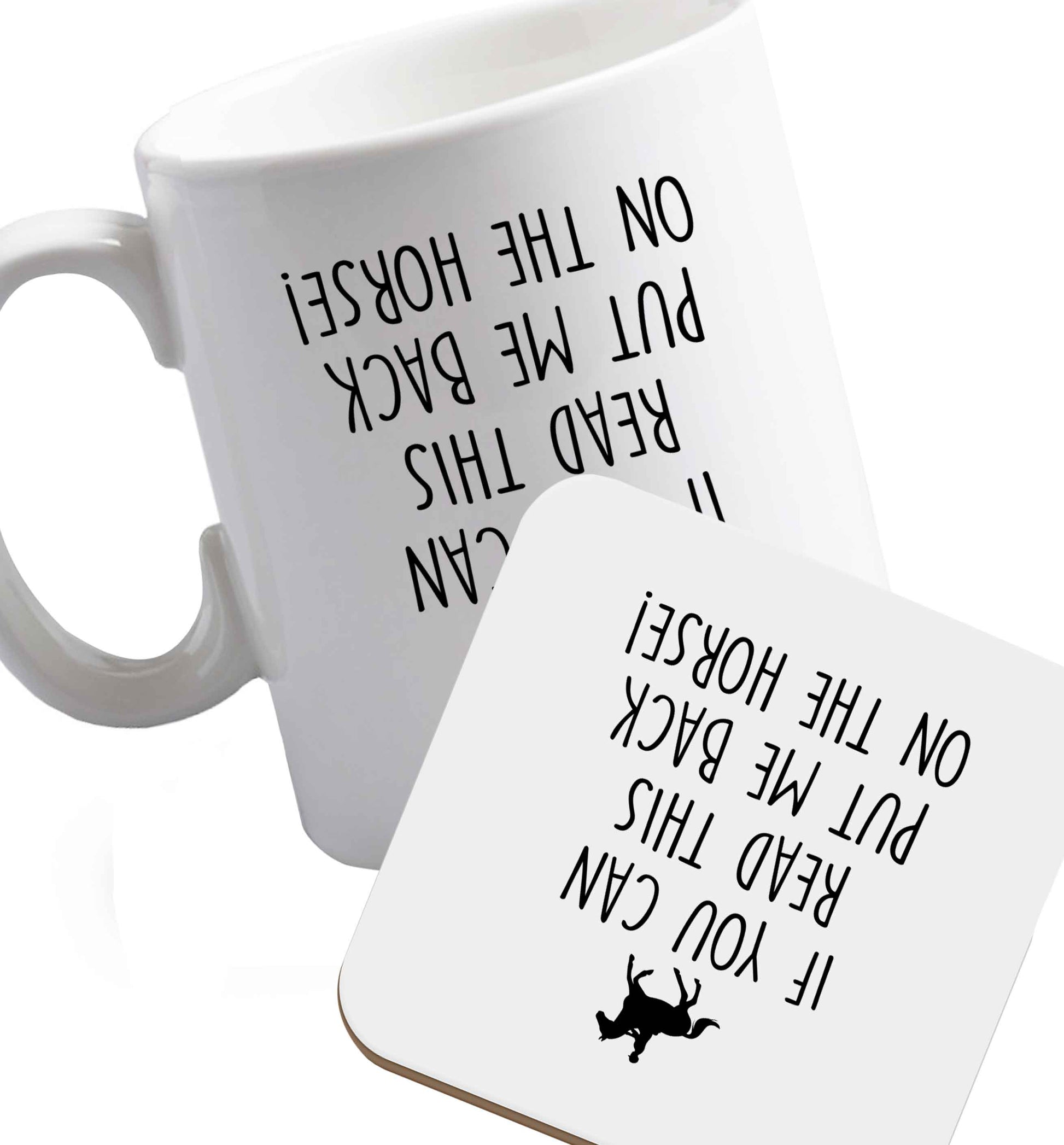 10 oz Favourite Type Pan Pancake ceramic mug and coaster set right handed