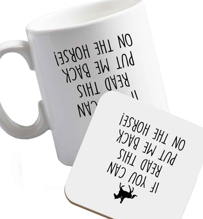 10 oz Favourite Type Pan Pancake ceramic mug and coaster set right handed