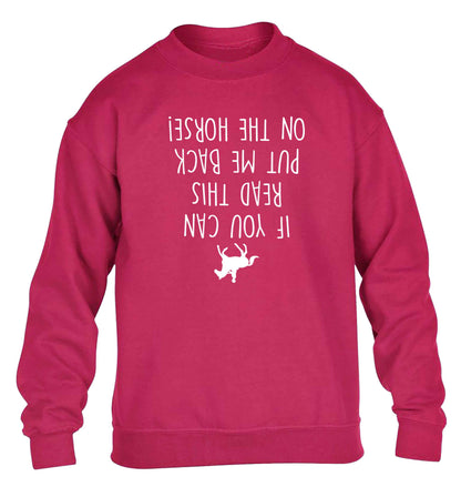 If you can read this put me back on the horse children's pink sweater 12-13 Years