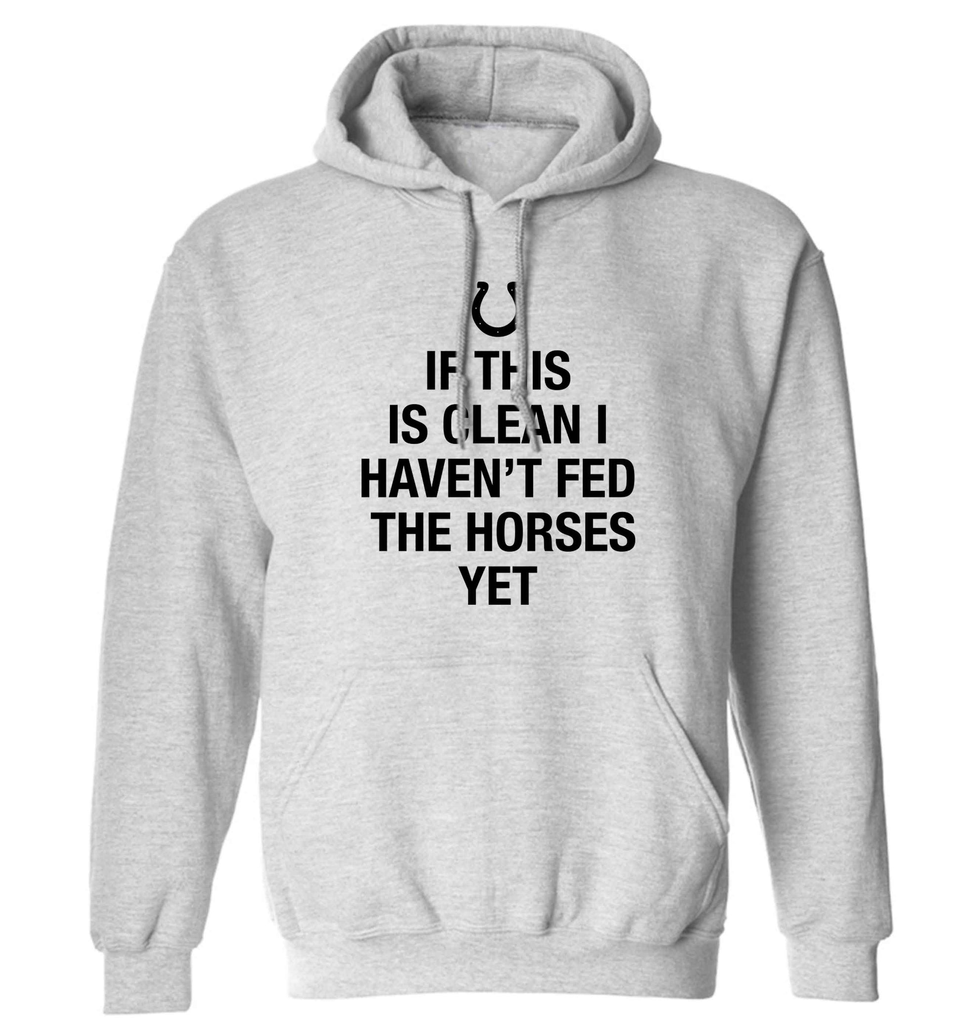 If this isn't clean I haven't fed the horses yet adults unisex grey hoodie 2XL