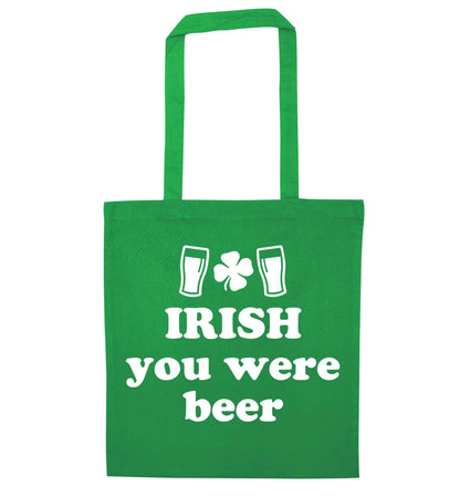 Irish you were beer green tote bag