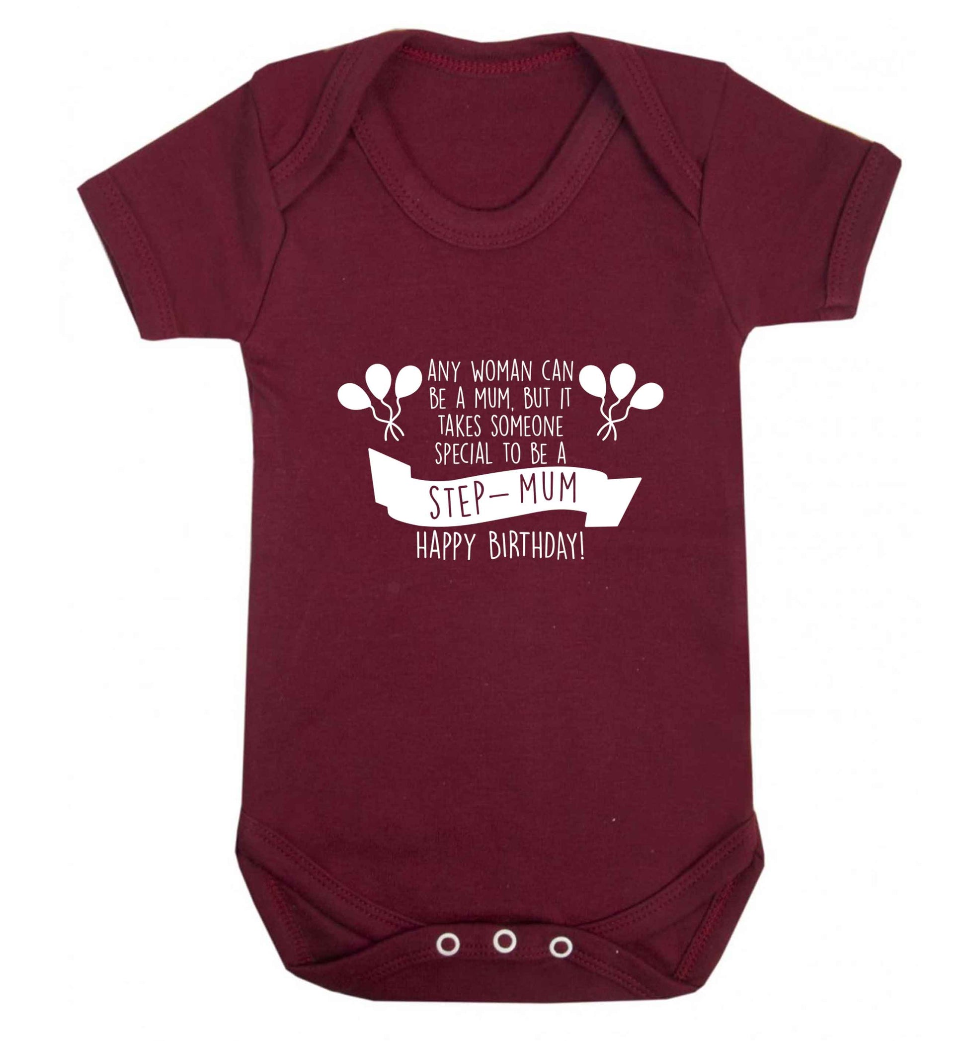 Takes someone special to be a step-mum, happy birthday! baby vest maroon 18-24 months