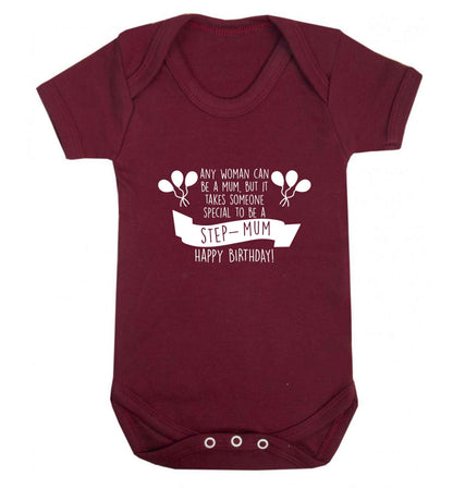 Takes someone special to be a step-mum, happy birthday! baby vest maroon 18-24 months