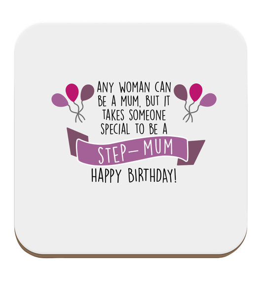Takes someone special to be a step-mum, happy birthday! set of four coasters