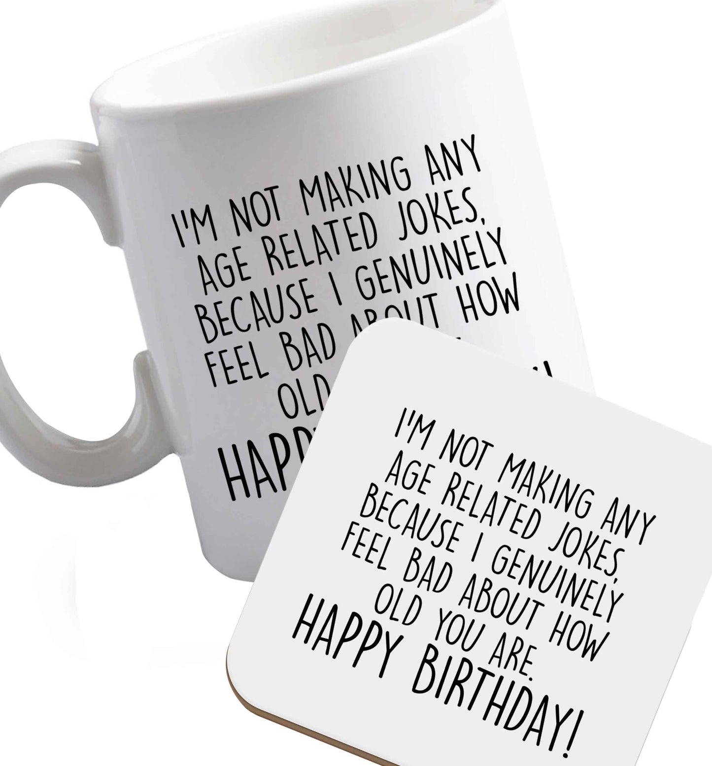 10 oz Favourite Type Pan Pancake ceramic mug and coaster set right handed
