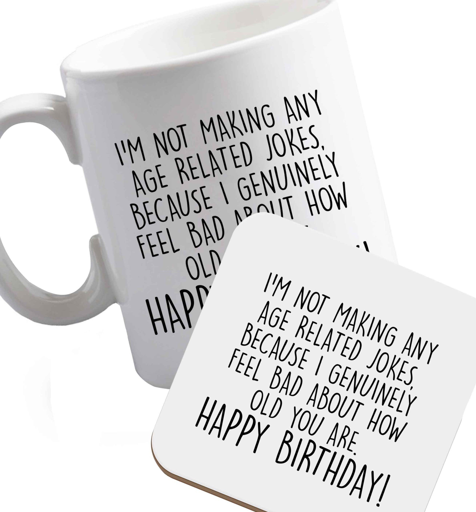 10 oz Favourite Type Pan Pancake ceramic mug and coaster set right handed
