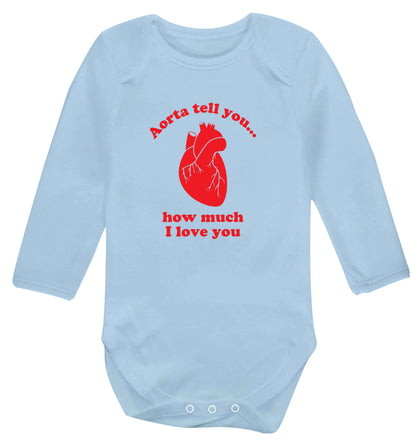 Aorta tell you how much I love you baby vest long sleeved pale blue 6-12 months