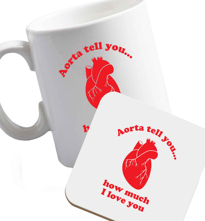 10 oz Favourite Type Pan Pancake ceramic mug and coaster set right handed