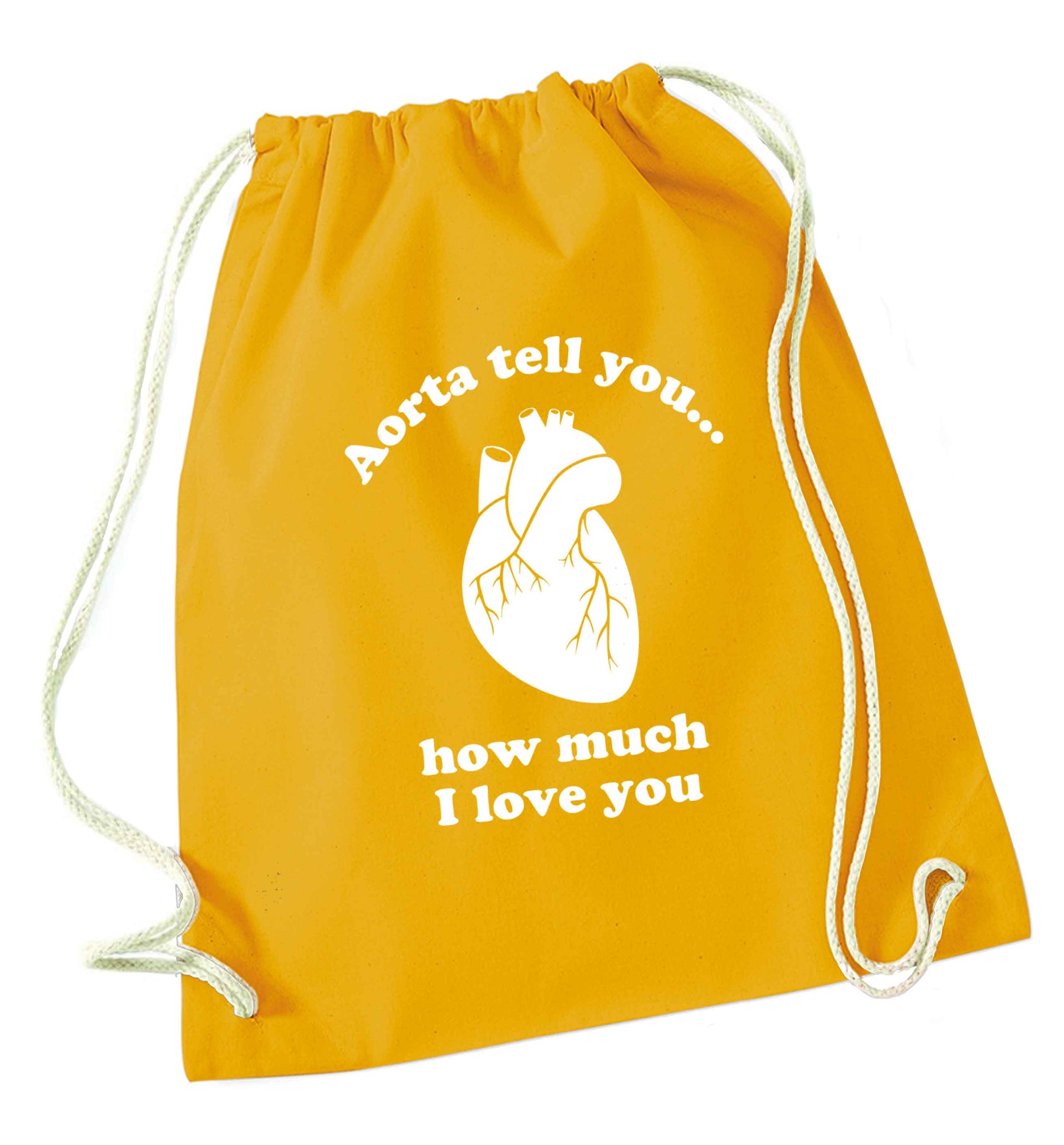 Aorta tell you how much I love you mustard drawstring bag