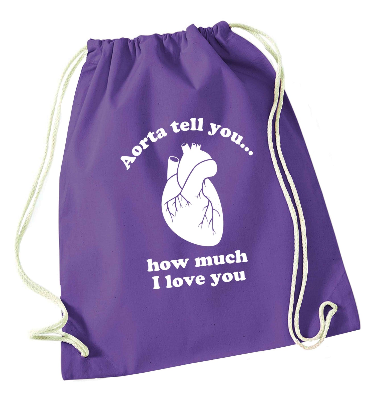 Aorta tell you how much I love you purple drawstring bag