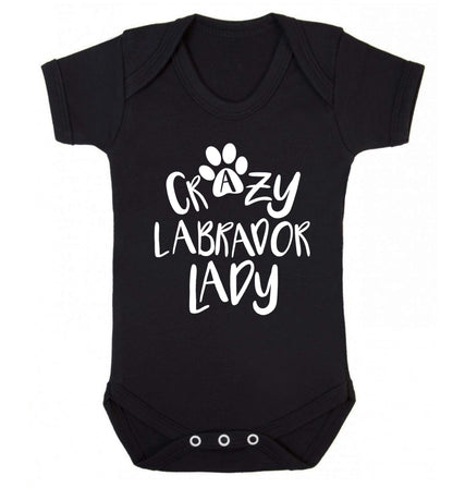 Crazy labrador lady Baby Vest black 18-24 months
