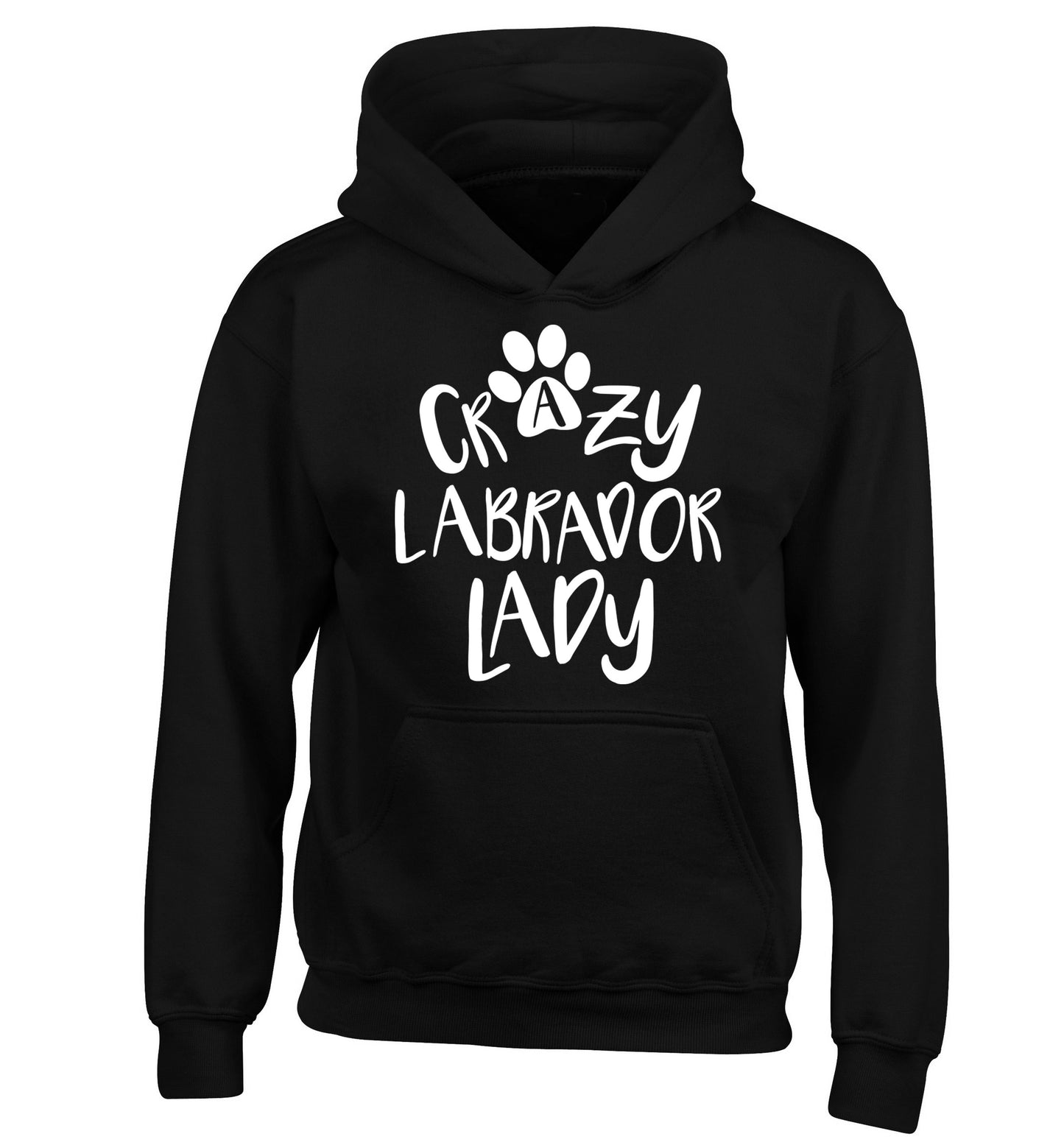 Crazy labrador lady children's black hoodie 12-14 Years