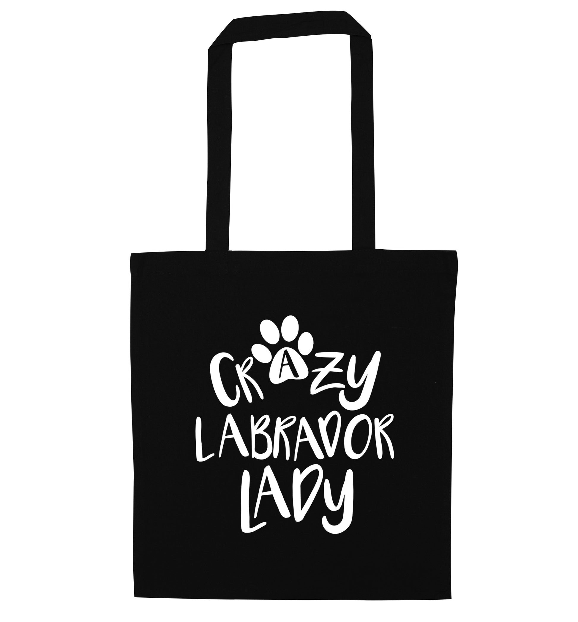 Crazy labrador lady black tote bag