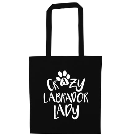 Crazy labrador lady black tote bag