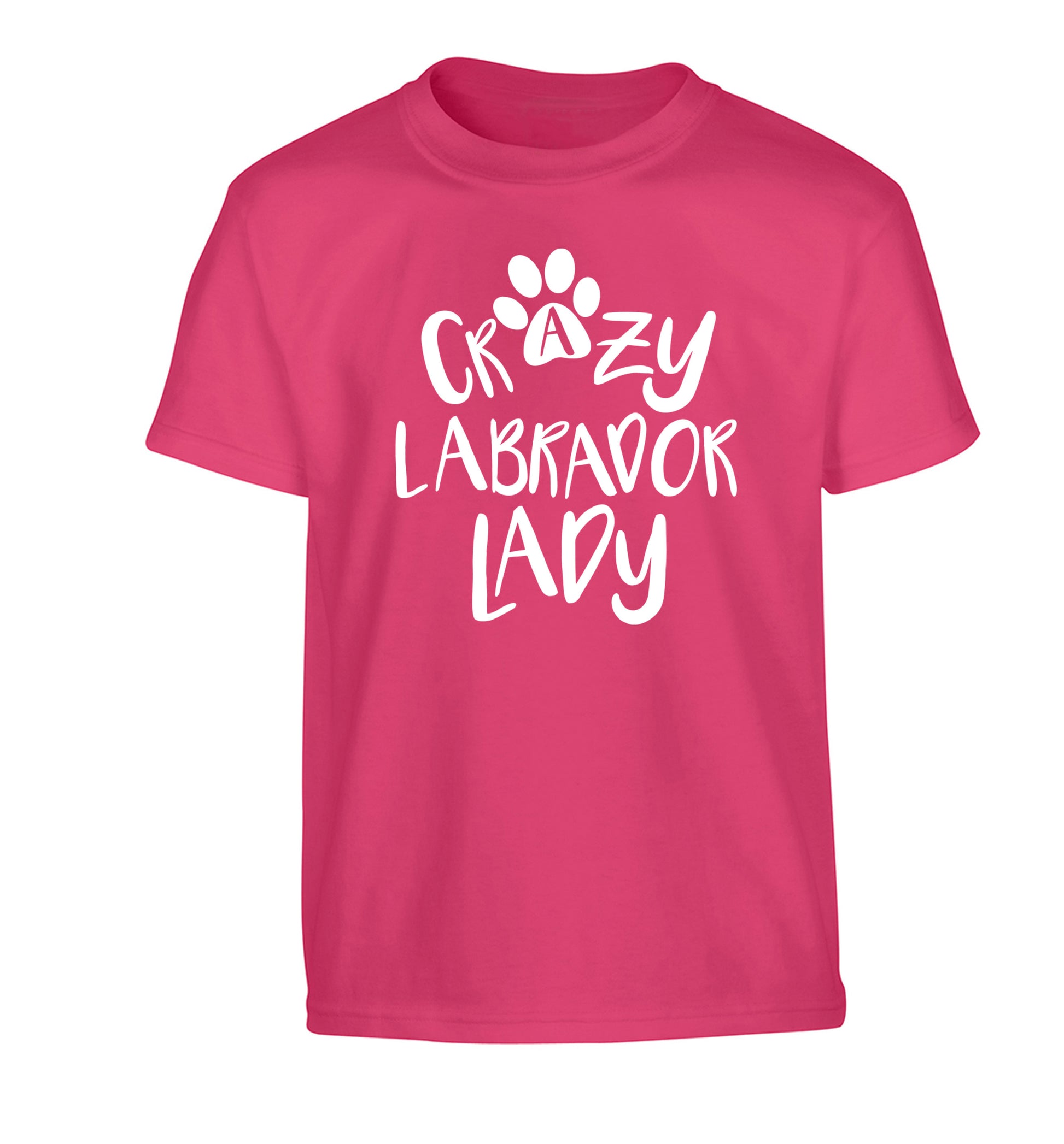 Crazy labrador lady Children's pink Tshirt 12-14 Years