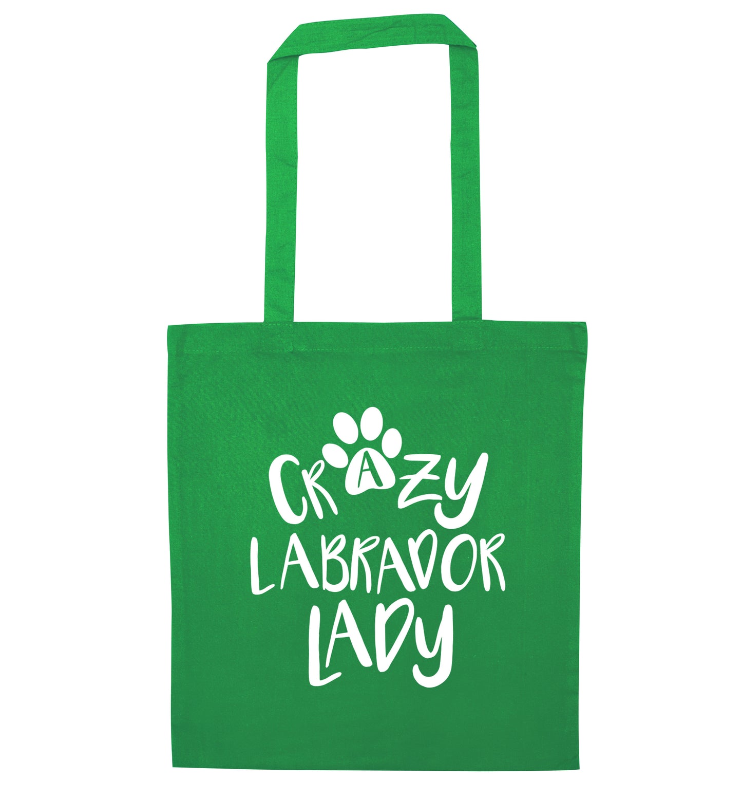 Crazy labrador lady green tote bag