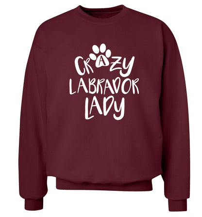 Crazy labrador lady Adult's unisex maroon Sweater 2XL