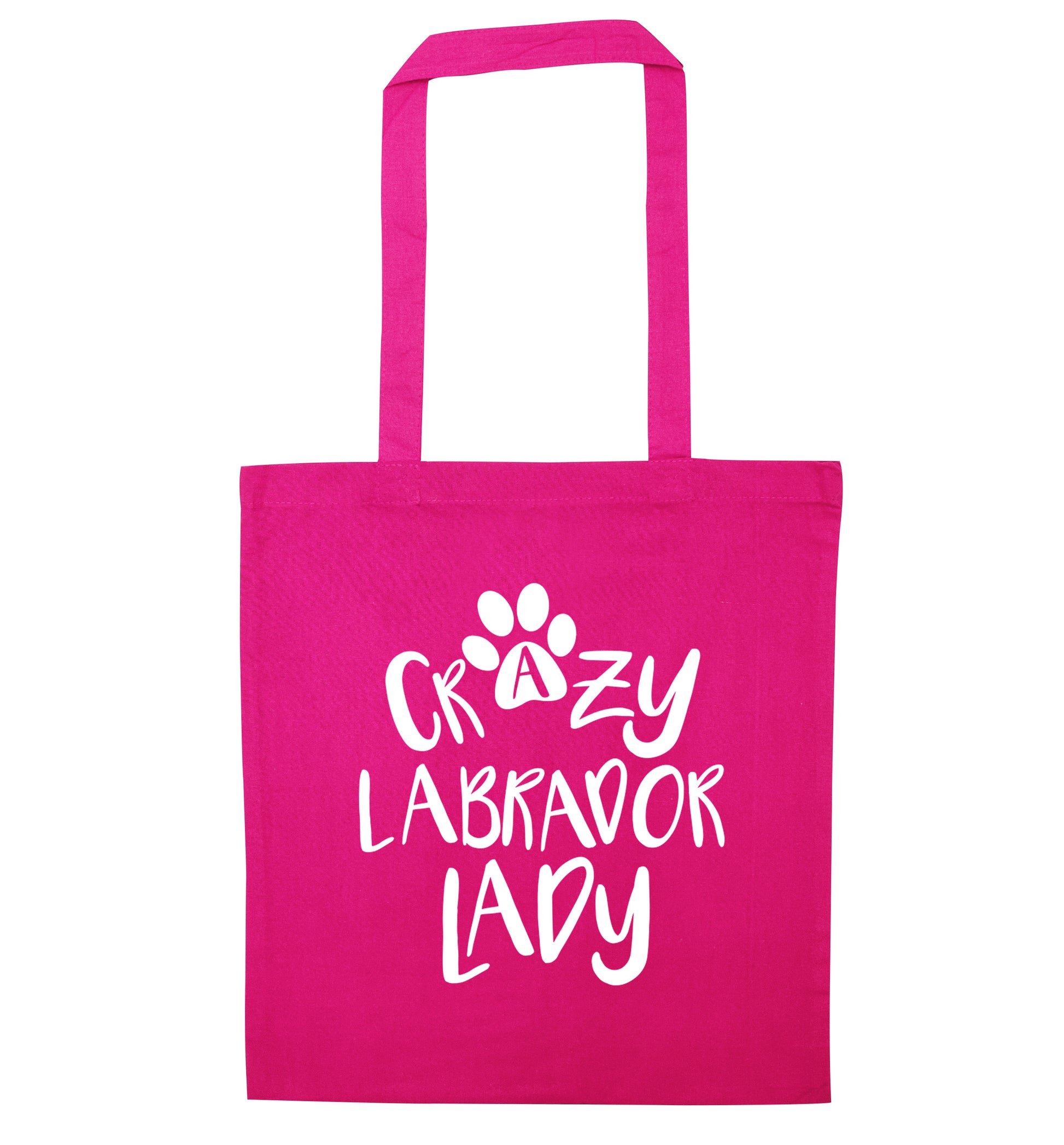 Crazy labrador lady pink tote bag