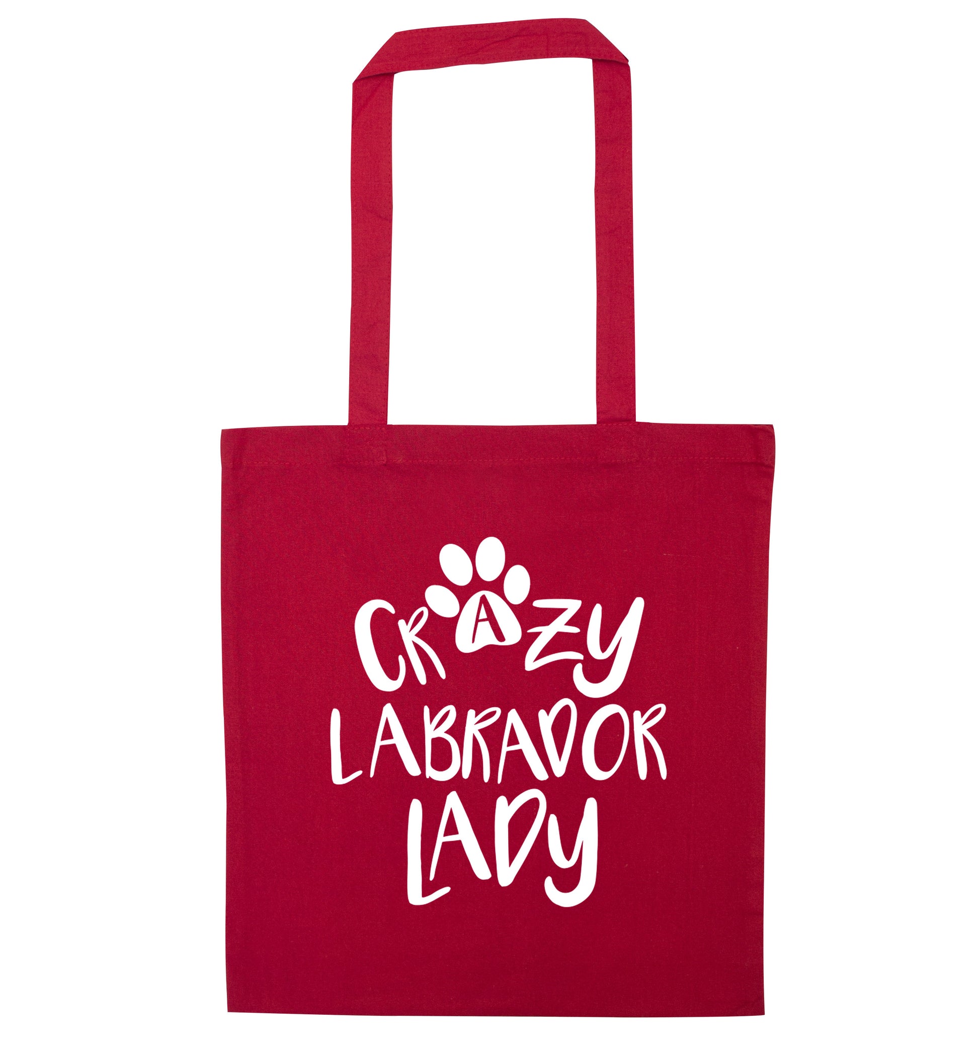 Crazy labrador lady red tote bag