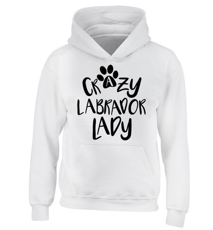 Crazy labrador lady children's white hoodie 12-14 Years