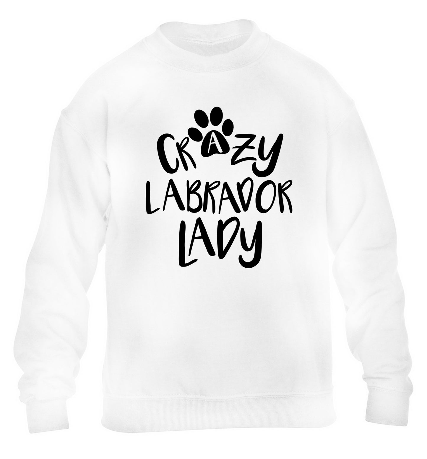Crazy labrador lady children's white sweater 12-14 Years