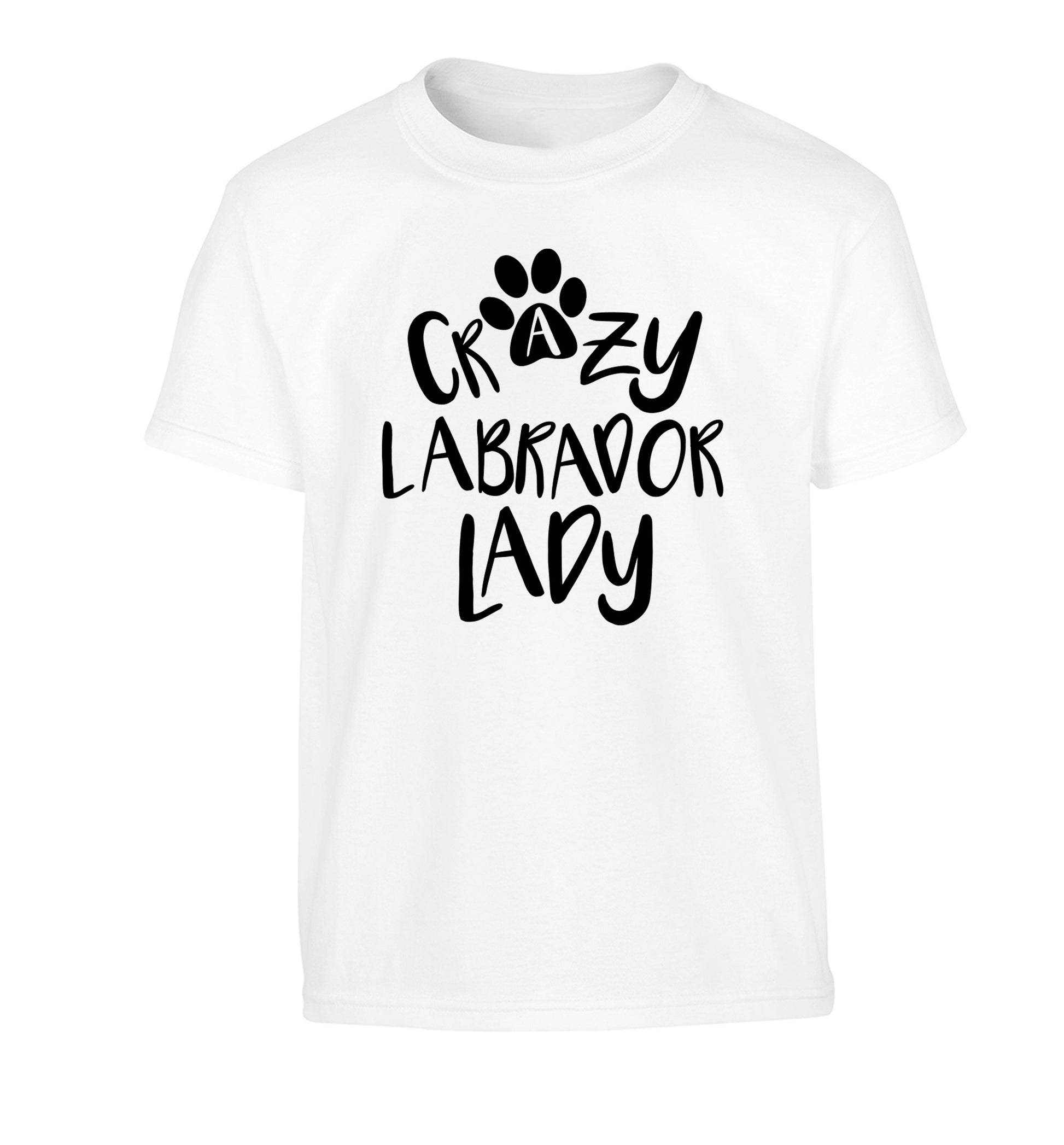 Crazy labrador lady Children's white Tshirt 12-14 Years
