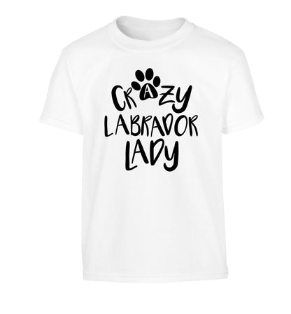Crazy labrador lady Children's white Tshirt 12-14 Years