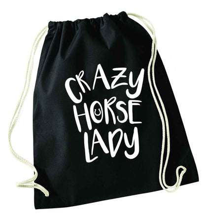 Crazy horse lady black drawstring bag
