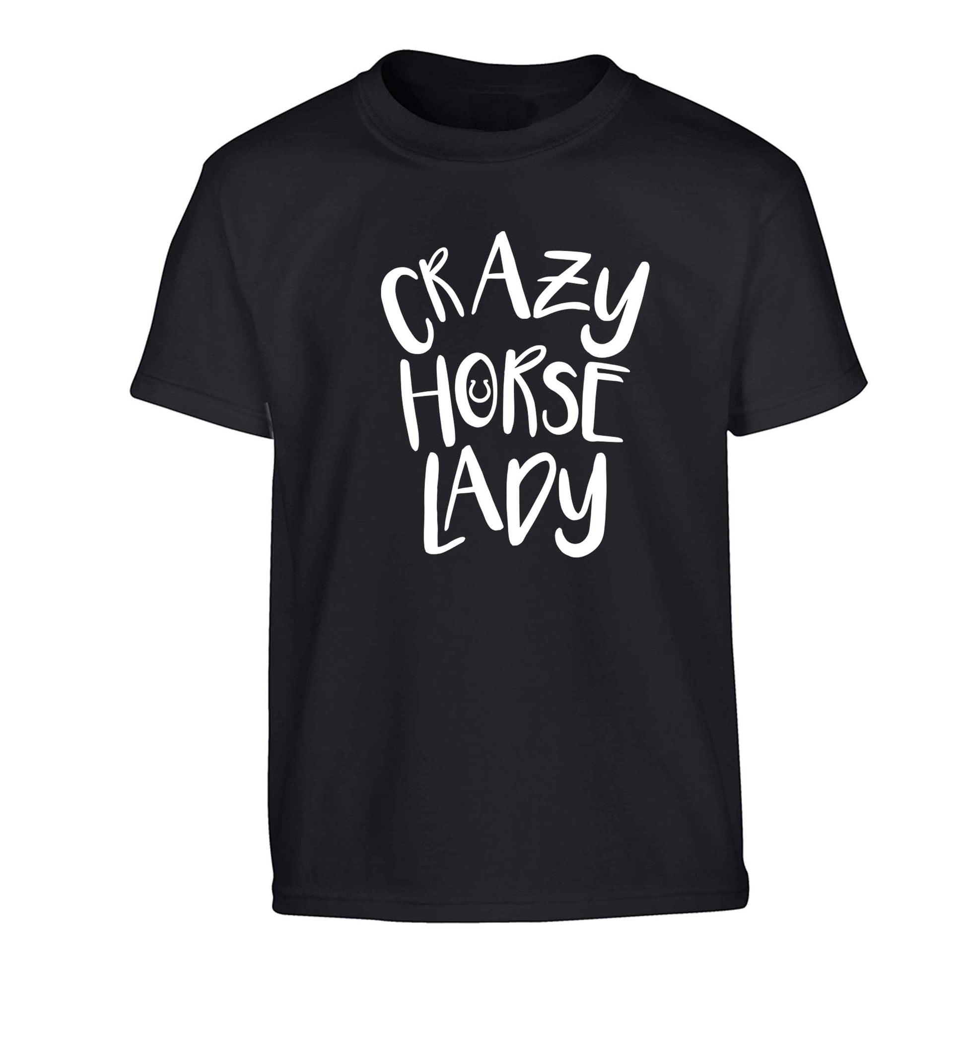 Crazy horse lady Children's black Tshirt 12-13 Years