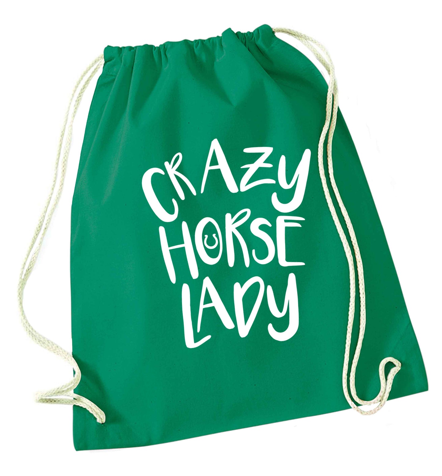 Crazy horse lady green drawstring bag