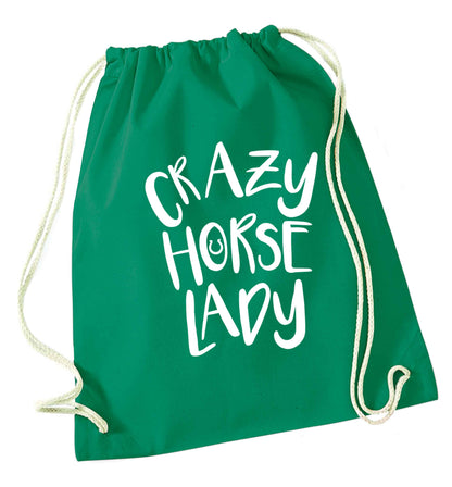 Crazy horse lady green drawstring bag