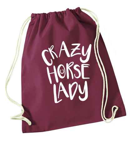 Crazy horse lady maroon drawstring bag