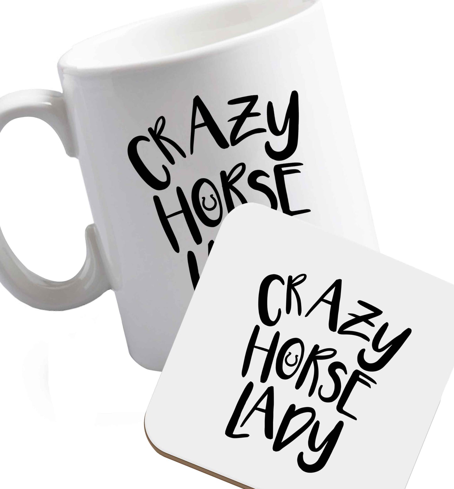10 oz Favourite Type Pan Pancake ceramic mug and coaster set right handed