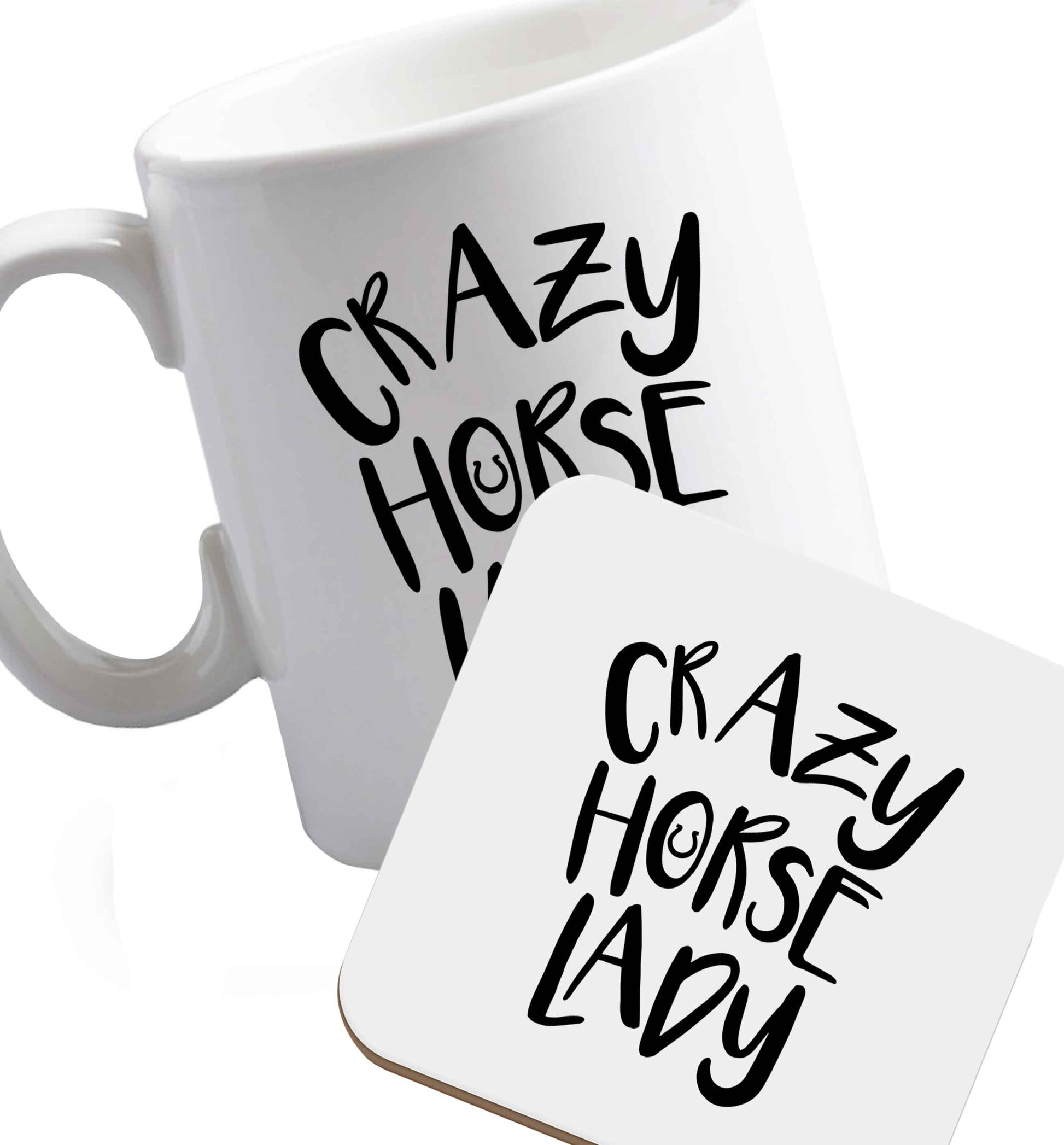 10 oz Favourite Type Pan Pancake ceramic mug and coaster set right handed