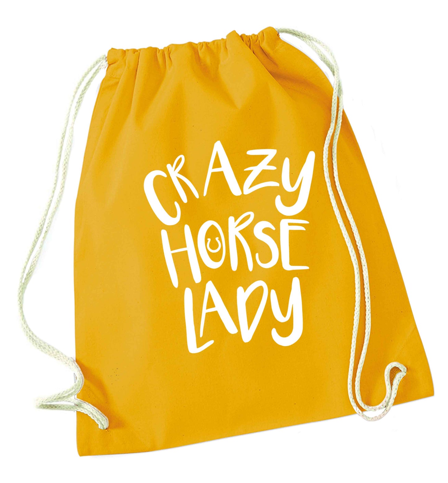 Crazy horse lady mustard drawstring bag
