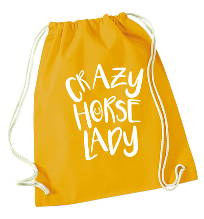 Crazy horse lady mustard drawstring bag